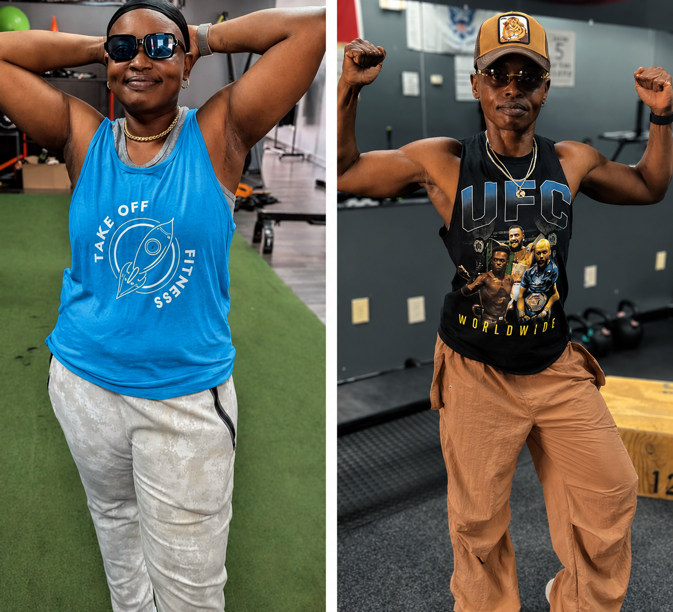 Coach Crys before and after building lean muscle
